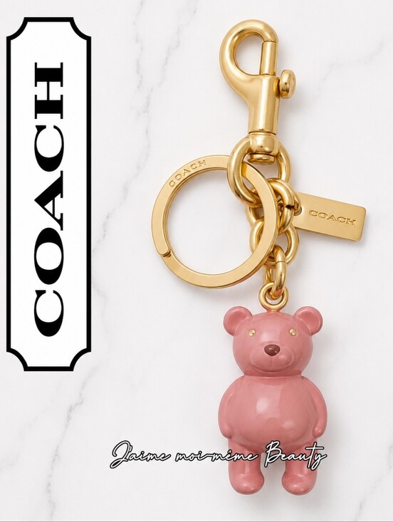 Coach Handbags - Coach Baby Pink Bear Bag Charm/Keychain With Crystal Eyes Valentine